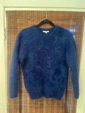 The Blossom Apparel Fuzzy Crew Neck Sweater in Deep Navy Blue